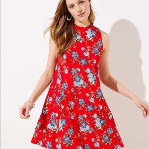 LOFT Mock Neck Garden Swing Dress